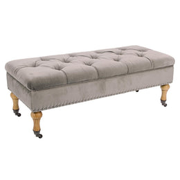 Beige container bench in classic style velvet