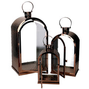 Metal lantern 1-3 copper rectangular cm25x26h49-56