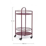 Bottle trolley in Bordeaux Red steel