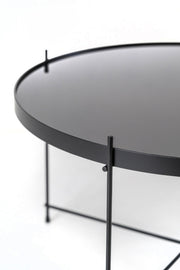Black metal glass table 70 x 70 x h 40 cm