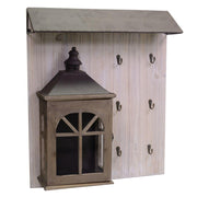 Wooden hanger with brown lantern 65 x 55.5 x h 15.5 cm