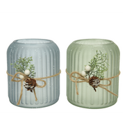 Glass candle holder with jute H 13 x Ø 11 cm