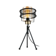 Large MDL3713 table lamp in woven iron with glass shade