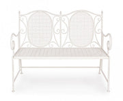 Two-seater folding bench in white steel EMILY 115x60x h92 cm