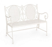Two-seater folding bench in white steel EMILY 115x60x h92 cm