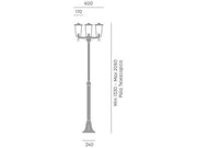 Aluminum Floor Lamp with Transparent Glass Diffusers - Max Height 185mm - IP43 - 3 x 60W Rust