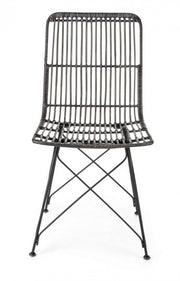 Contemporary style chair in steel and black kubu LUCILA 45x55x h85 cm