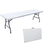 Foldable folding table in white resin with iron structure 244X76X74 EG45065