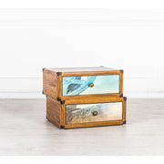 Chest of drawers with 2 multicolor decorated drawers in mango wood 40x53xh.40 cm