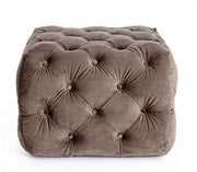 Pouf in dove gray velvet EVAN S 62x62x h46 cm