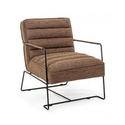 Armchair with armrests and steel frame and brown imitation leather covering 63x74x80h cm