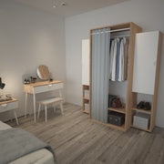 Oak wardrobe with doors and coat hanger for cabin or bedroom