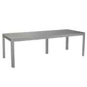 Extendable aluminum garden table in dove gray 100 x 200-260-320 x h 75 cm