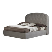 Contemporary Light Grey Upholstered Storage Bed with Rounded Headboard