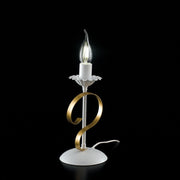 Table lamp in white iron shabby Gold one light 13x h25 cm