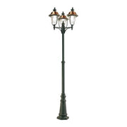 Die-cast aluminum and copper 3-light pole for outdoor use h.244 cm