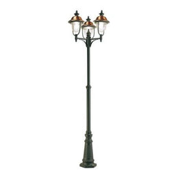Die-cast aluminum and copper 3-light pole for outdoor use h.244 cm