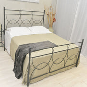 Wrought iron double bed with anthracite footboard SILENE 170x202x h120 cm