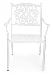 Ivrea white outdoor chair with armrest