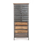 OFFICINA chest of drawers in steel and wood 129.5h cm