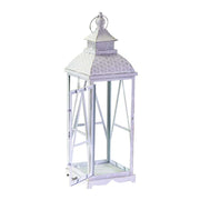 Squared white metal wood lantern 1-3 cm22,5x22,5h75,5