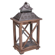 Rectangular bronze walnut metal wood lantern cm23x17h45