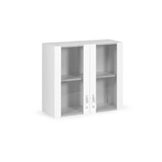 White 2-door display cabinet in melamine wood H.72x80x32 cm
