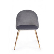 Gray velvet chair with gold legs