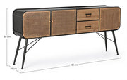 Sideboard with 3 doors and 2 drawers in vintage style metal