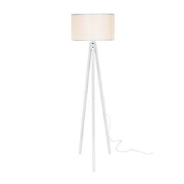Tripod floor lamp in wood and white fabric RODI 36x h136 cm