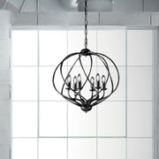 Chandelier deco suspension iron Black decoration Silver six lights 57x h57 cm