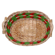 Natural green red oval wicker basket weaving cm55x43h13