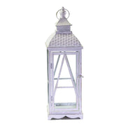 Squared white metal wood lantern 1-3 cm22,5x22,5h75,5