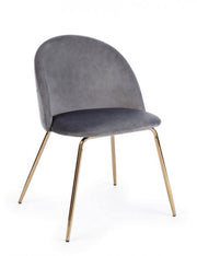Gray velvet chair with gold legs