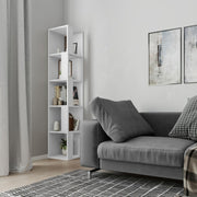 Corner bookcase White top 5 shelves 31.4x31.4x158.9