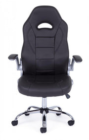 Office armchair upholstered in Boneville Black leather
