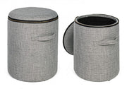 Set 2 Fabric pouf with container RADMILA Gray