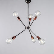 Modern black copper iron chandelier six lights 43x h62 cm urban