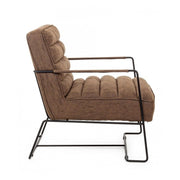 Armchair with armrests and steel frame and brown imitation leather covering 63x74x80h cm