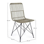 Contemporary style chair in steel and kubu Gray LUCILA 45x55x h85 cm
