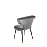 Armchair in gray faux fur and black/gold legs