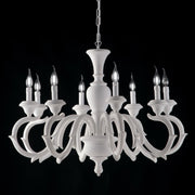 White Shabby wooden chandelier eight lights 93x h65 cm