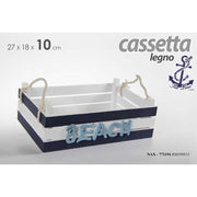 Cassetta in legno marinaio blu bianca ristoranti pub cm 27 x 18 x 10 h