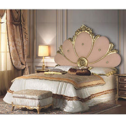 Letto  matrimoniale  con contenitore con testiera  intagliato  a foglia oro 180x202xh.170 cm