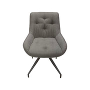 Gray Dining Chair with Dark Faux Leather Backrest and Black Legs