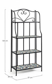 Country style Positano 4-shelf metal bookcase cm 57x28x133h