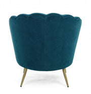 Vintage retro armchair in peacock blue velvet cm 80 x 76 x84 h