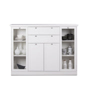 Mobile sideboard with showcase 4 doors 2 drawers white 160x40xh.120cm