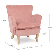 Chenille vintage armchair upholstered in pink velvet