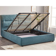Blue Fabric Safira Double Storage Bed L 173 x W 214.5 x H 112 cm